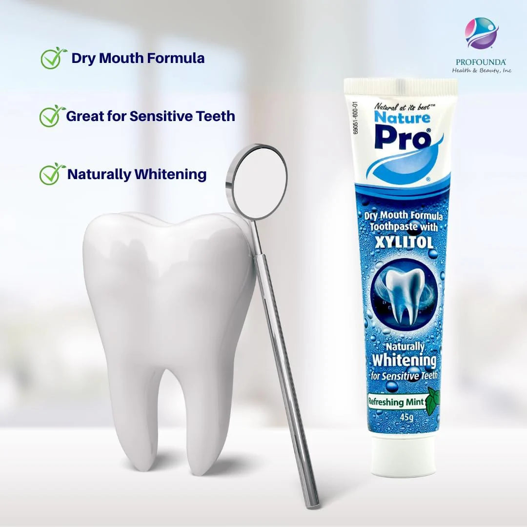 NaturePro Dry Mouth Toothpaste, Xylitol Whitening Formula, Sensitive Teeth, Refreshing Mint, 3 Pack (45g Each)