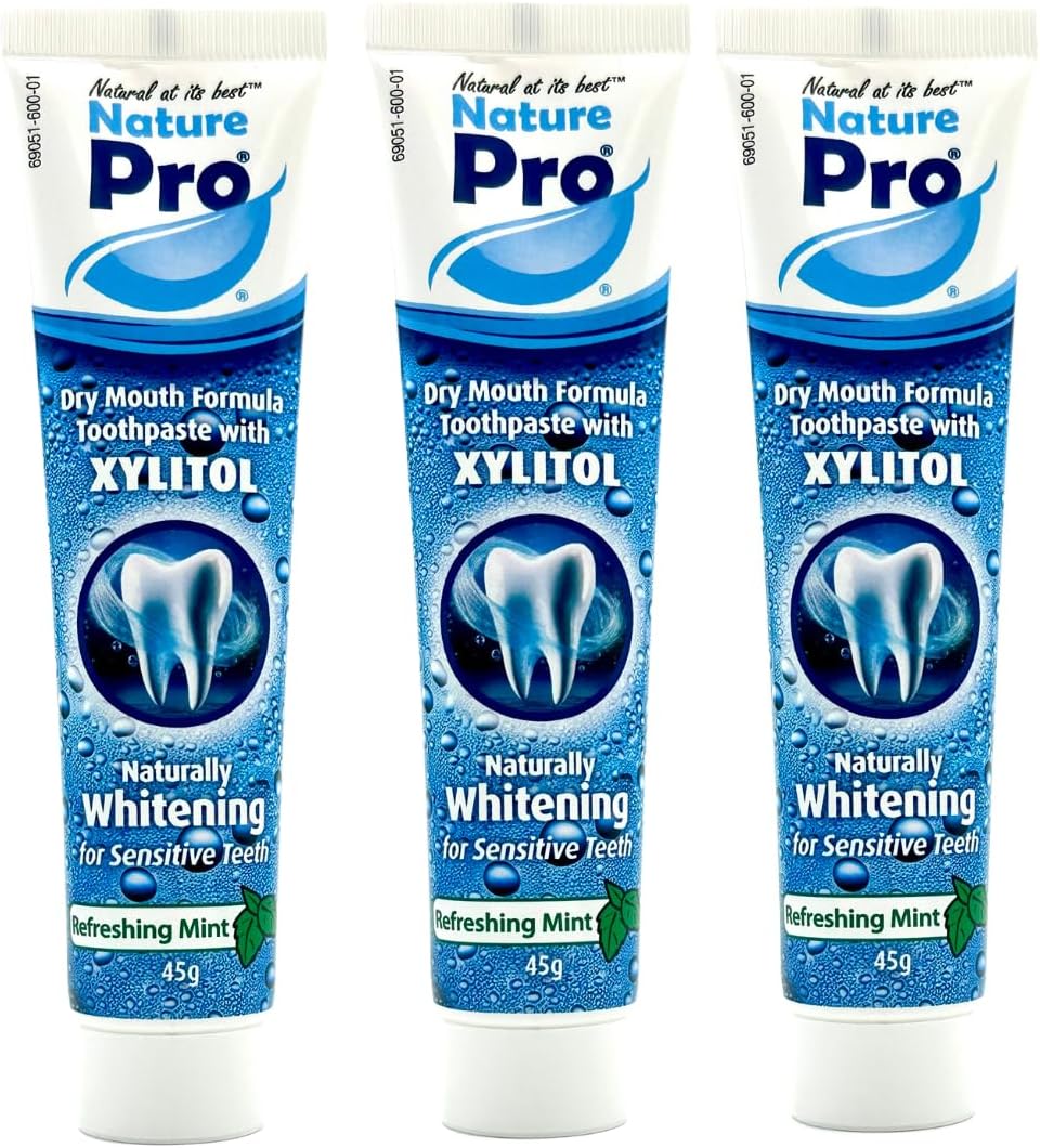 NaturePro Dry Mouth Toothpaste, Xylitol Whitening Formula, Sensitive Teeth, Refreshing Mint, 3 Pack (45g Each)