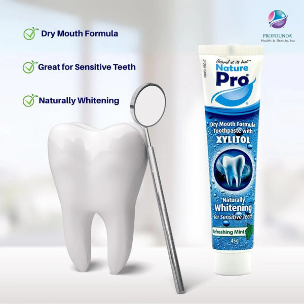 NaturePro Dry Mouth Toothpaste, Xylitol Whitening Formula, Sensitive Teeth, Refreshing Mint, 3 Pack (45g Each)