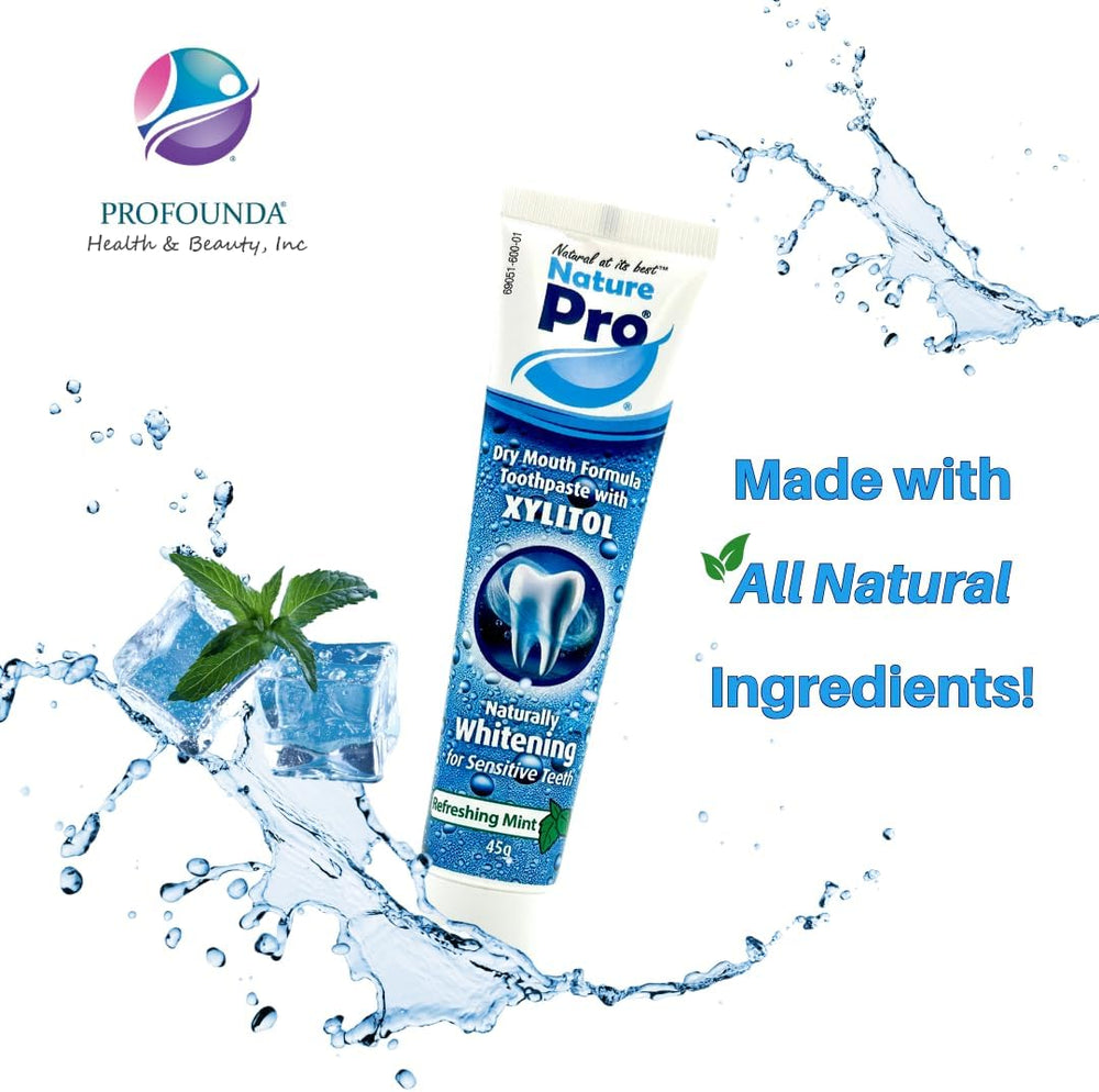 NaturePro Dry Mouth Toothpaste, Xylitol Whitening Formula, Sensitive Teeth, Refreshing Mint, 3 Pack (45g Each)