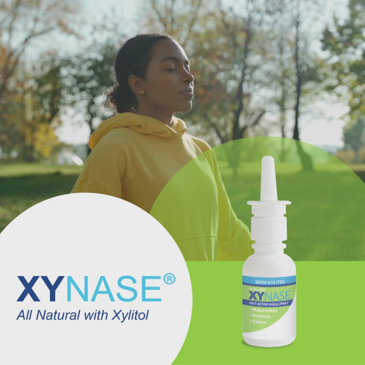 Xynase® Natural Saline Nasal Spray with Xylitol (0.75 fl oz) - Gentle Relief for Congestion, Allergies, and Sinus Pressure, Safe for All Ages